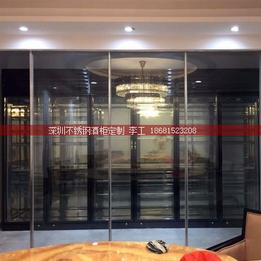 珠海长控商贸某高端会所定制黑钛金不锈钢酒柜