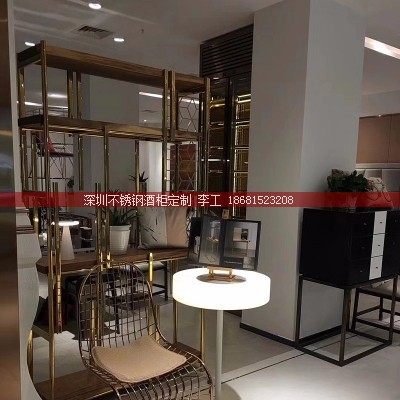 浙江杭州某家具旗舰店定制玫瑰金不锈钢酒柜